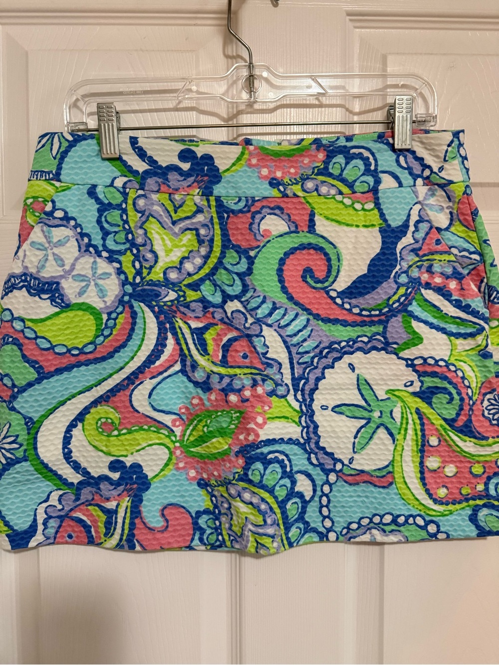 Lilly Pulitzer Bright Blue Green Pink Paisley Mini Skirt - Picture 2 of 10